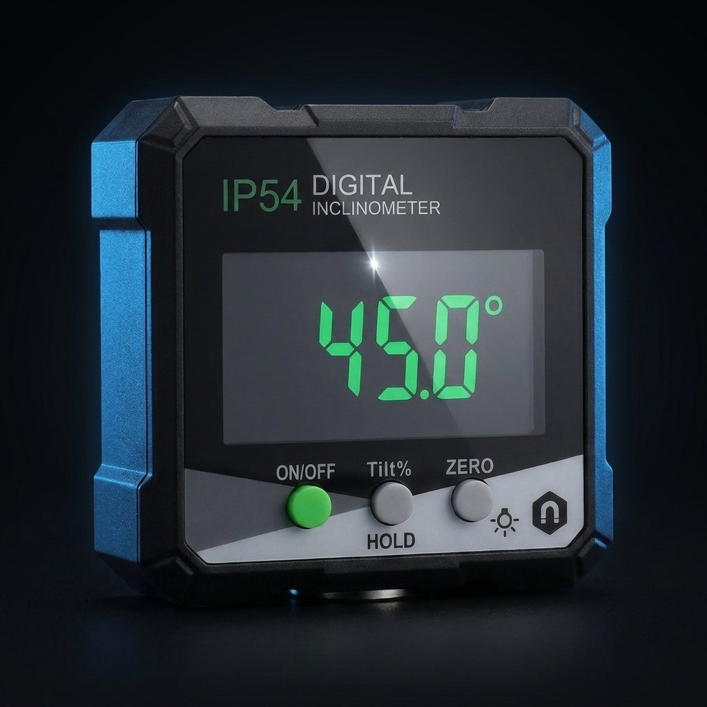 Inclinómetro digital IP54 con base magnética, vista frontal