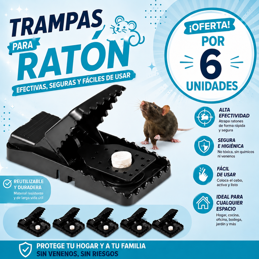 Trampa Cocodrilo para Ratas — Pack de 6 | Captura Instantánea Sin Veneno
