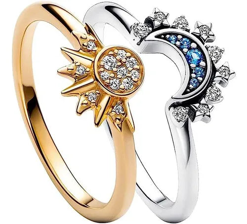Anillos Sol y Luna — diseño eclipse complementario