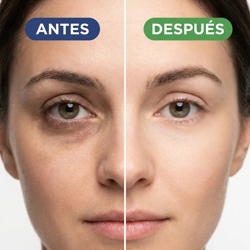 Antes y después de usar la crema contorno de ojos