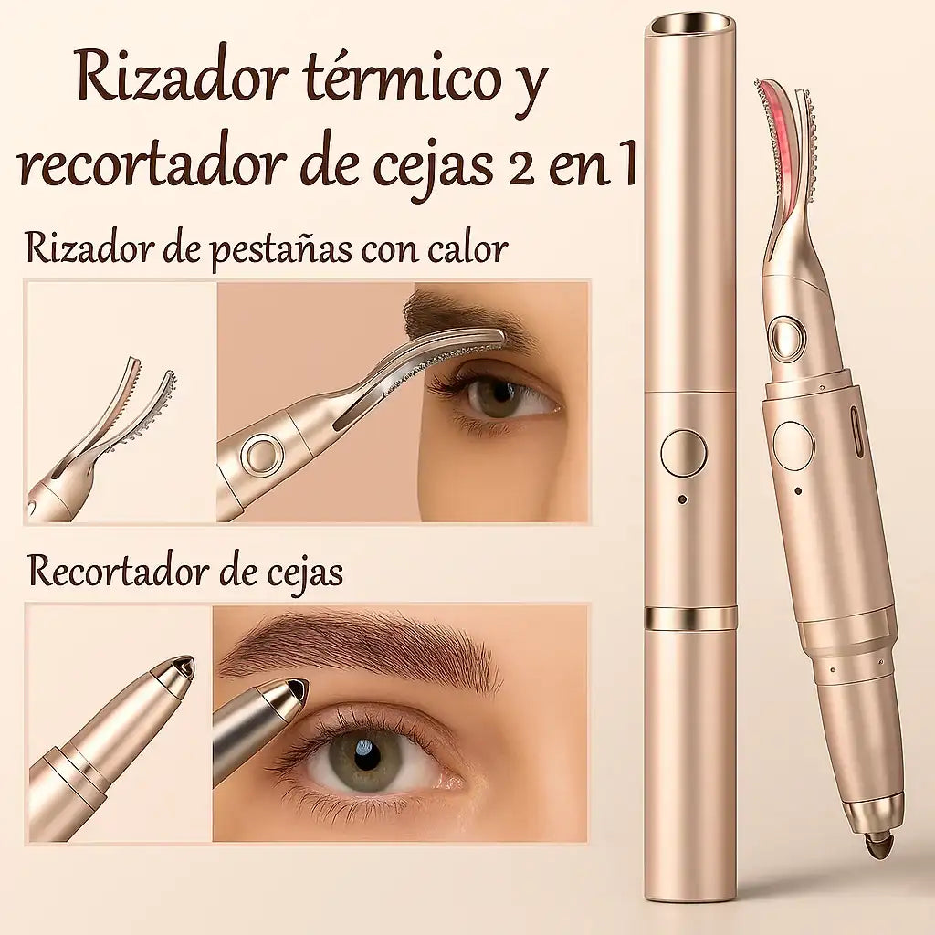 Rizador térmico y recortador de cejas 2 en 1