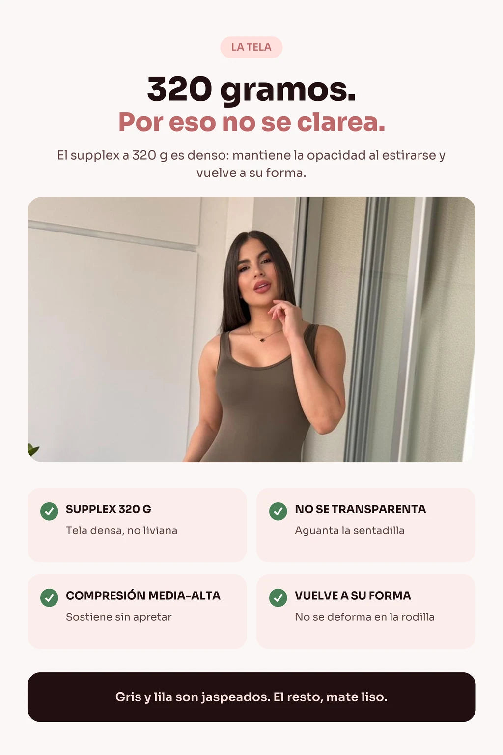 Supplex de 320 g: no se transparenta y vuelve a su forma