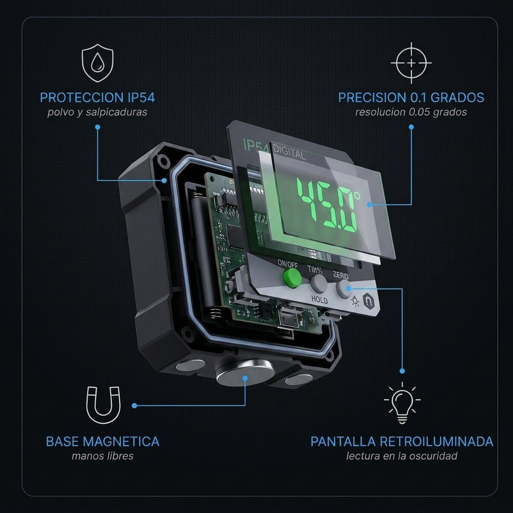 Diagrama de características del inclinómetro digital