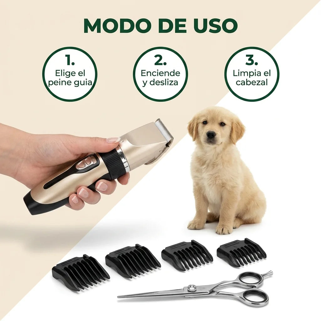 Modo de uso del kit de peluquería para mascotas