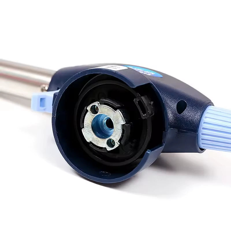 Detalle conector de gas — rosca universal compatible