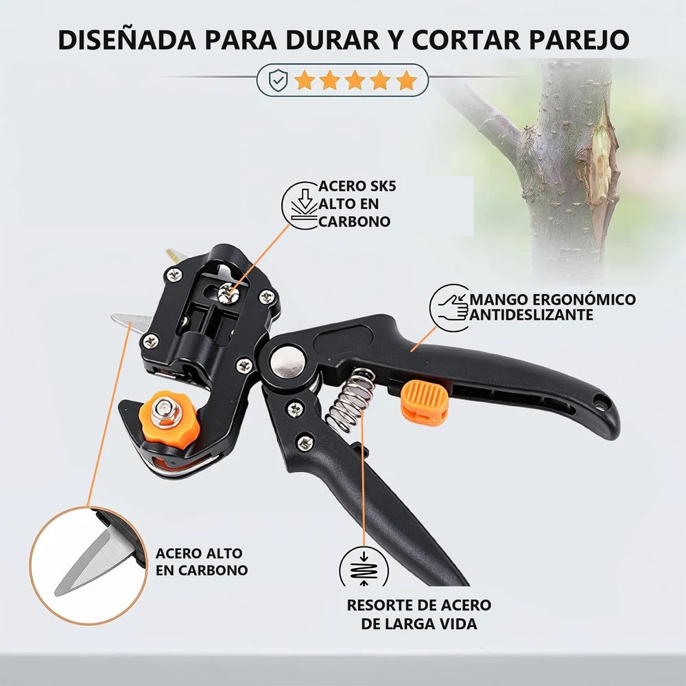 Acero SK5 alto en carbono, mango antideslizante y resorte de acero
