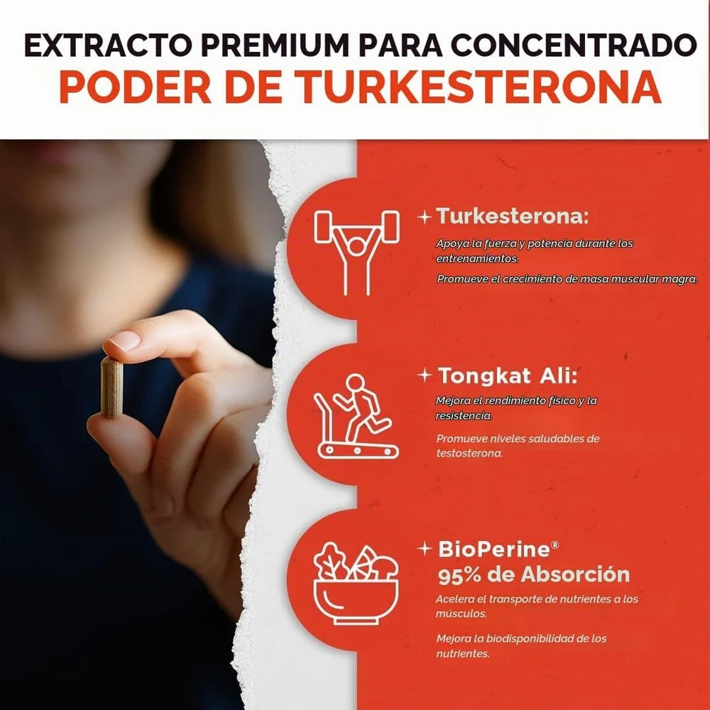 Turkesterone — cápsulas vegetales de la presentación de 120 unidades