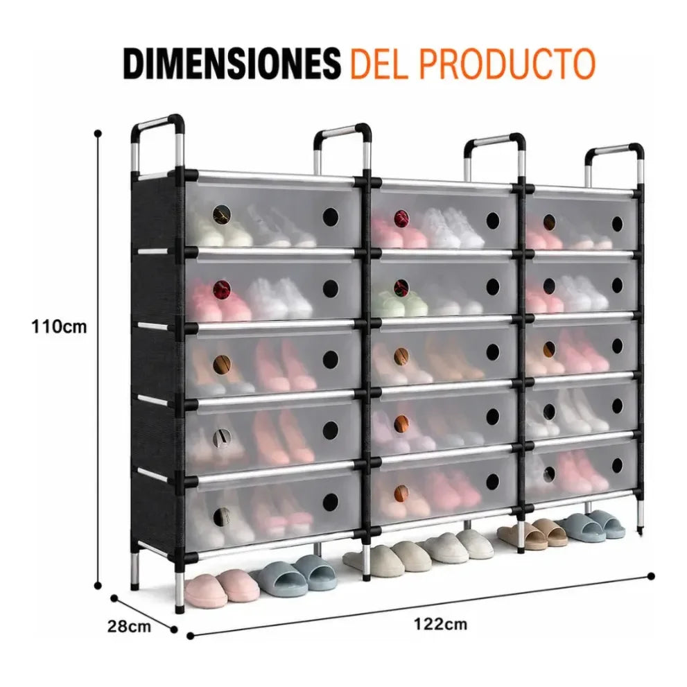 Medidas del zapatero: 110 cm de alto, 122 cm de ancho y 28 cm de fondo